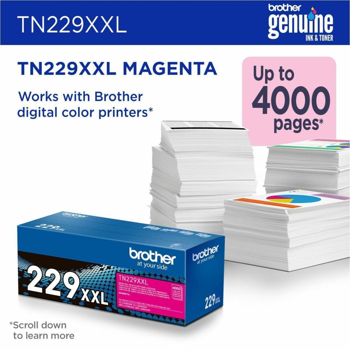 Brother TN229XXLM Super High-yield Magenta Toner Cartridge - For Brother Printers