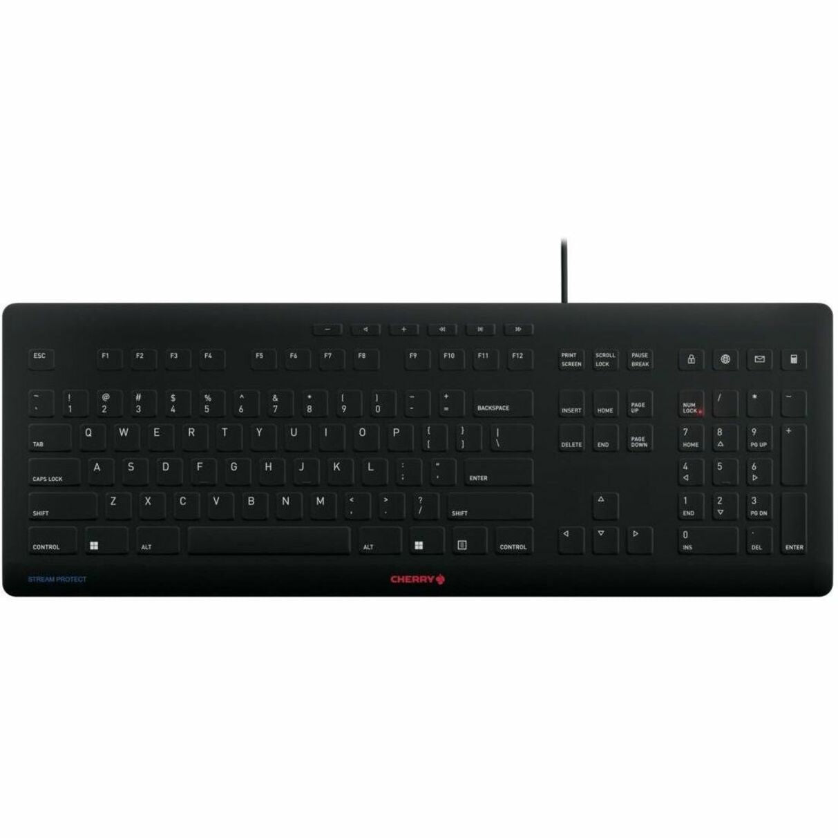 CHERRY JK-8502US-2 STREAM PROTECT Keyboard, USB Cable, Water Resistant, LED Indicator
