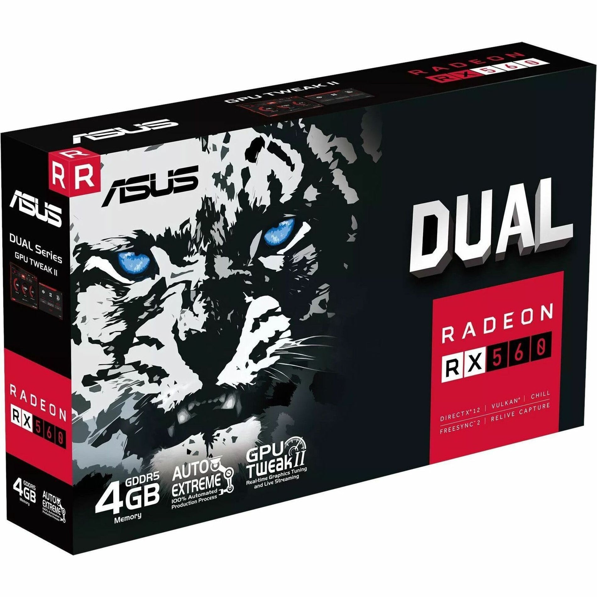 Asus DUAL-RX560-4G Dual Radeon RX 560 Graphic Card, 4 GB GDDR5, Dual-fan Cooler
