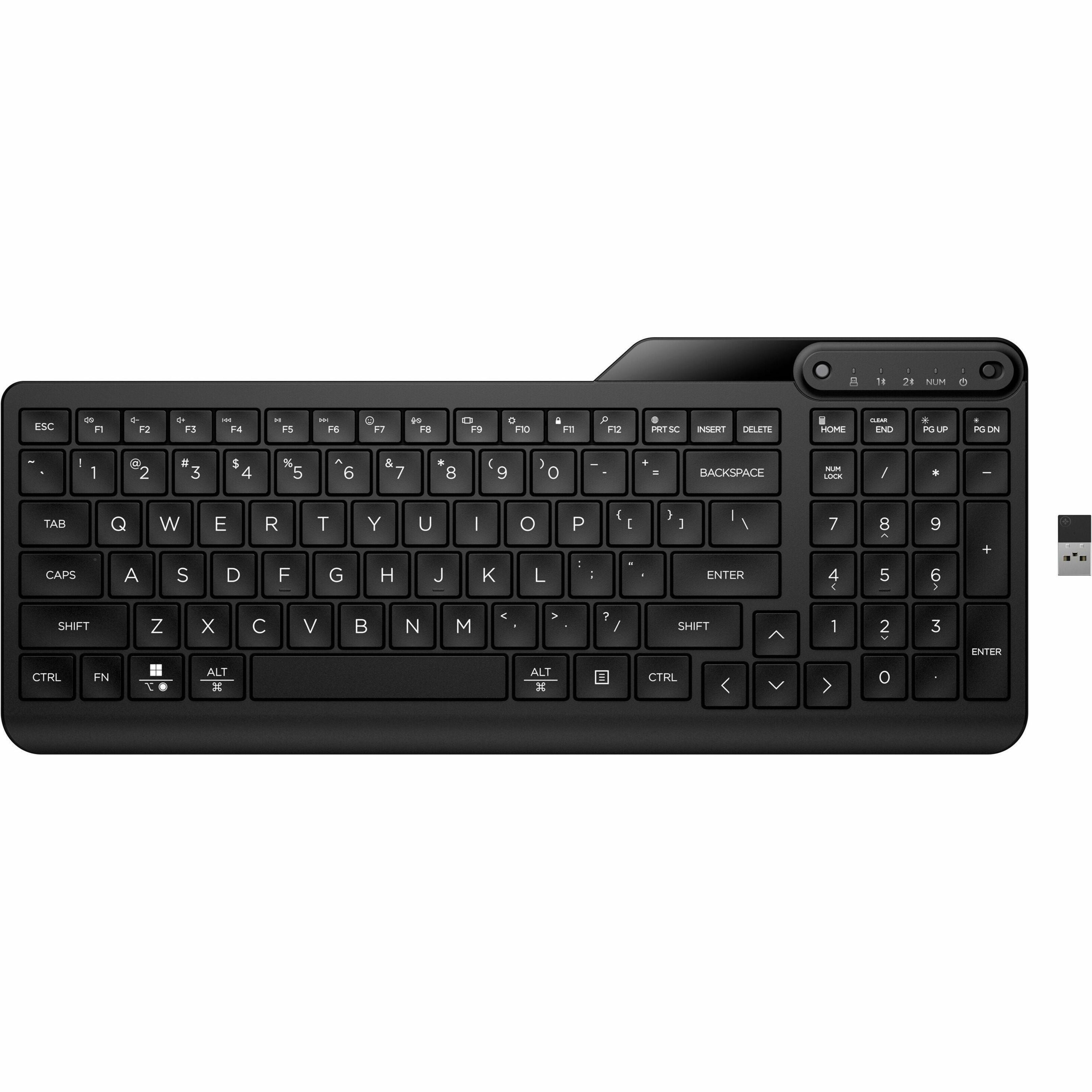HP 475 Dual-Mode Wireless Keyboard Compact Keyboard Spill Resistant Jet Black 