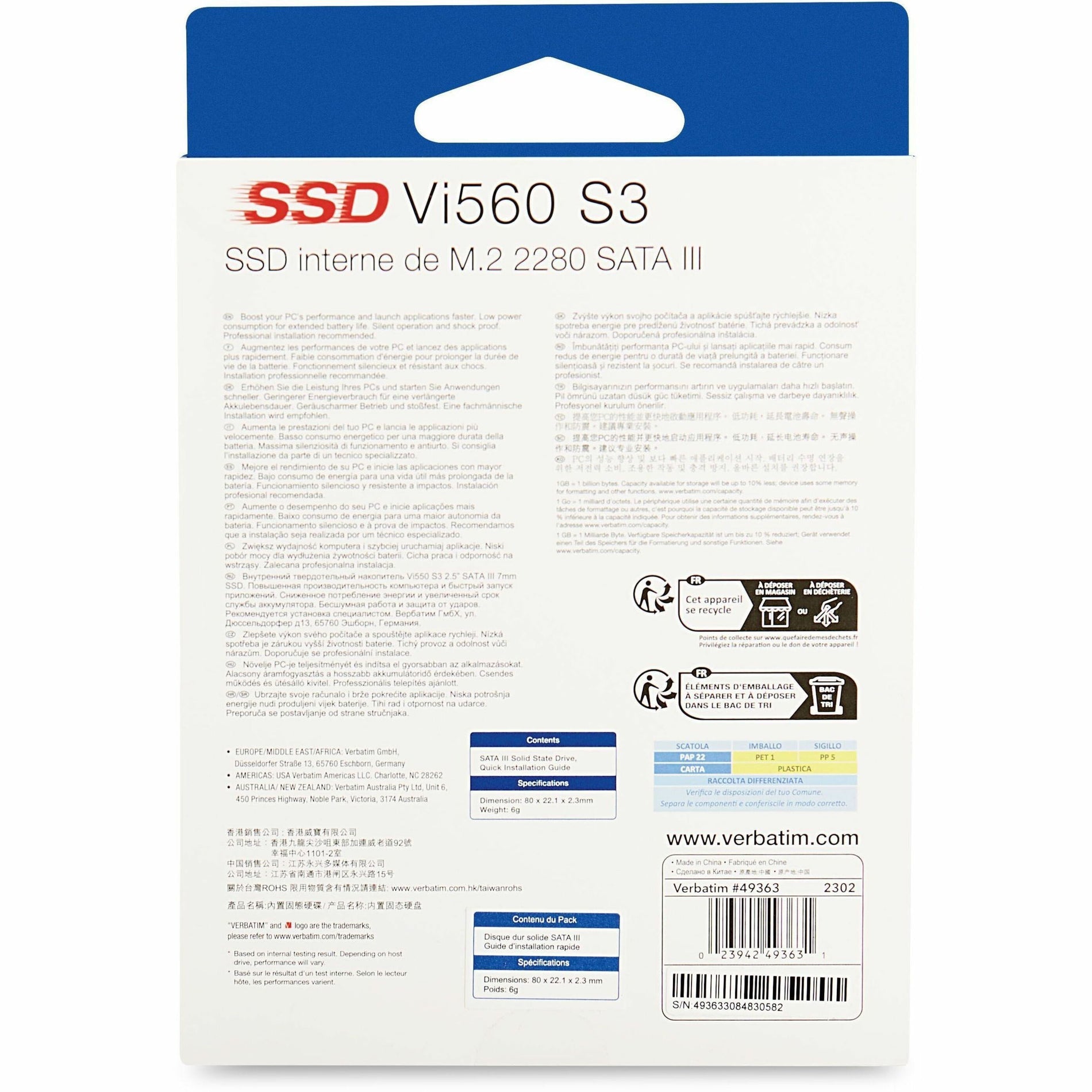 (49363) Internal SSD 512GB Hardwares Verbatim 2280 M.2 – Network III SATA Vi560