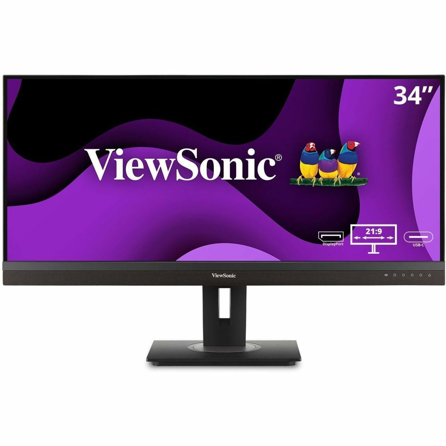 ViewSonic VG3456A 34 IPS LCD WQHD Monitor (HDMI DP and USB-C) 300 Nit Brightness 16.7 Million Colors 