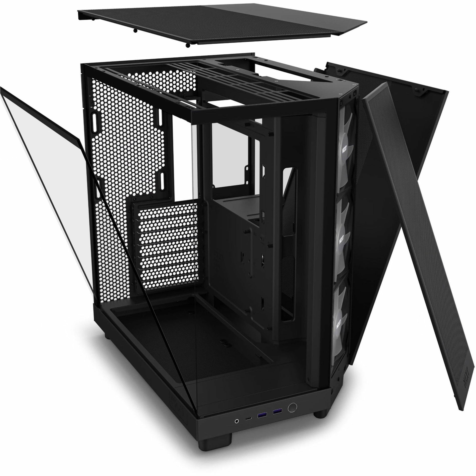 NZXT CC-H61FB-R1 H6 Flow Computer Case, Mid-tower, Dual Chamber, Cable Management, 3 Fans Installed
