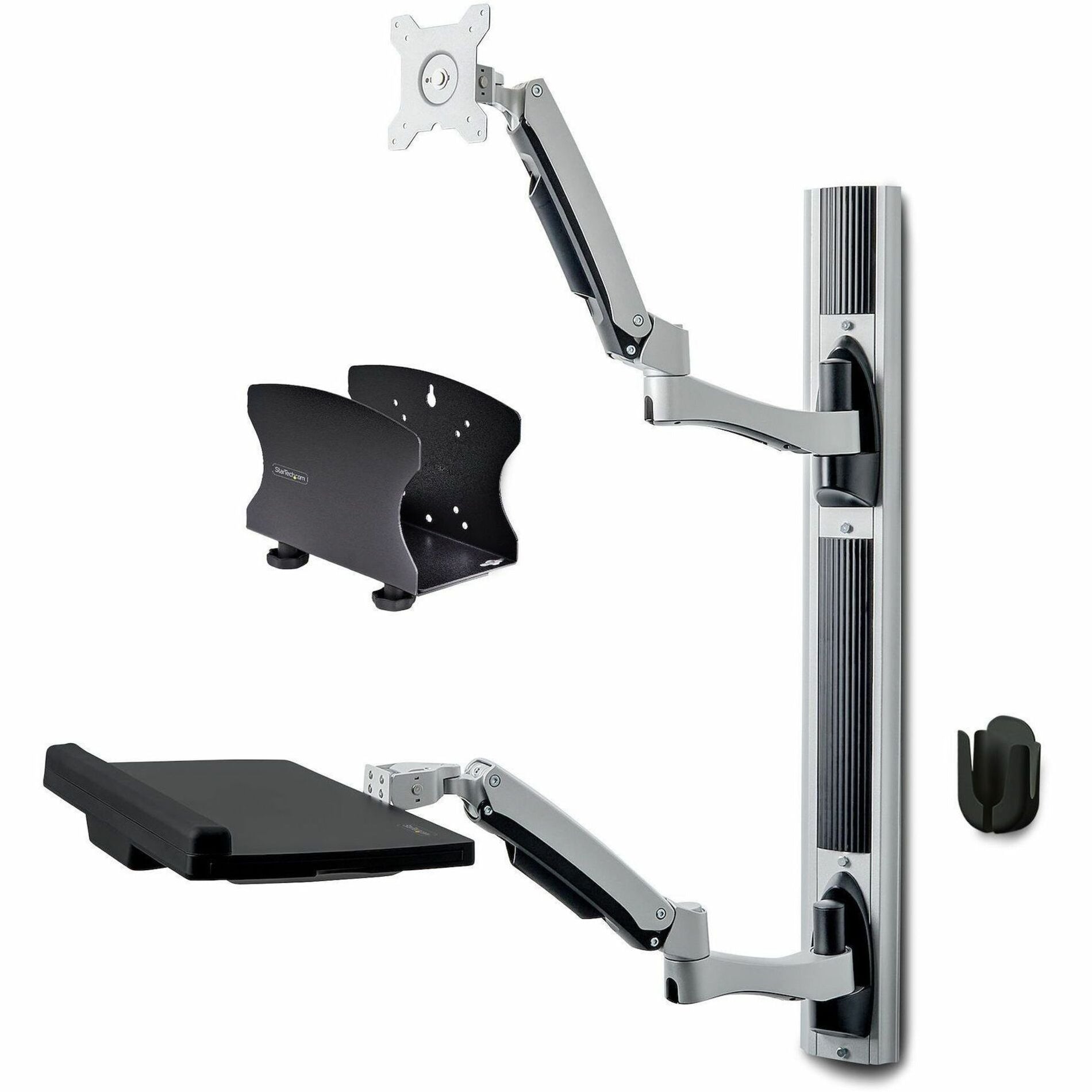 StarTech.com 2PASTSC-WALL-MOUNT Wall Mount, 360° Rotation, Adjustable Arm, Cable Management, Keyboard Tray, 22 lb Maximum Load Capacity