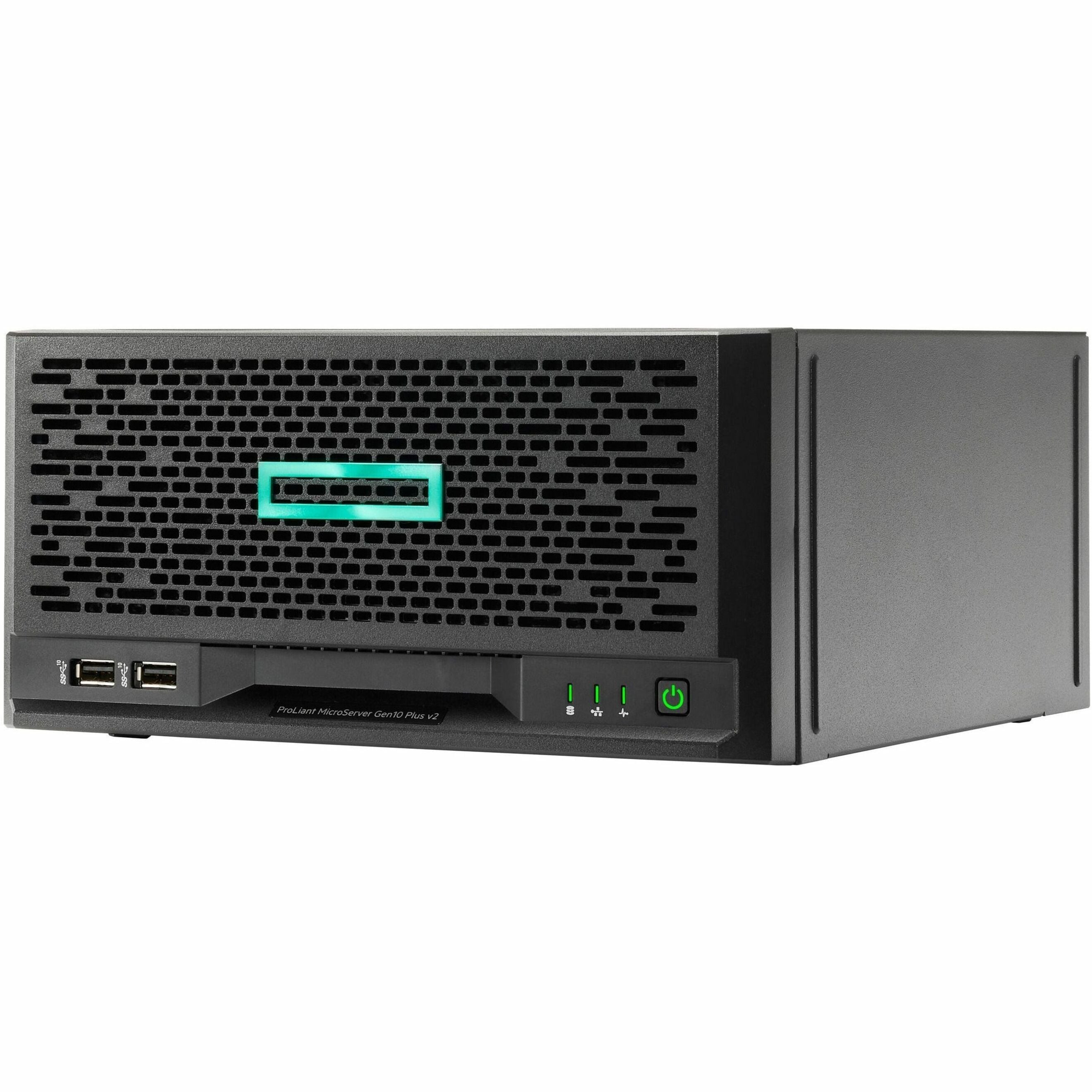HPE P69101-005 ProLiant MicroServer Gen10 Plus v2 Ultra Micro Tower Server, Intel Xeon E-2314 2.80 GHz, 16 GB RAM, Serial ATA Controller