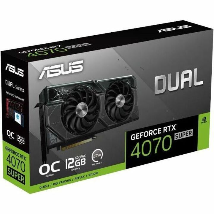 Asus DUAL-RTX4070S-O12G Dual GeForce RTX 4070 SUPER OC Edition 12GB GDDR6X Graphics Card, High-Performance Gaming GPU