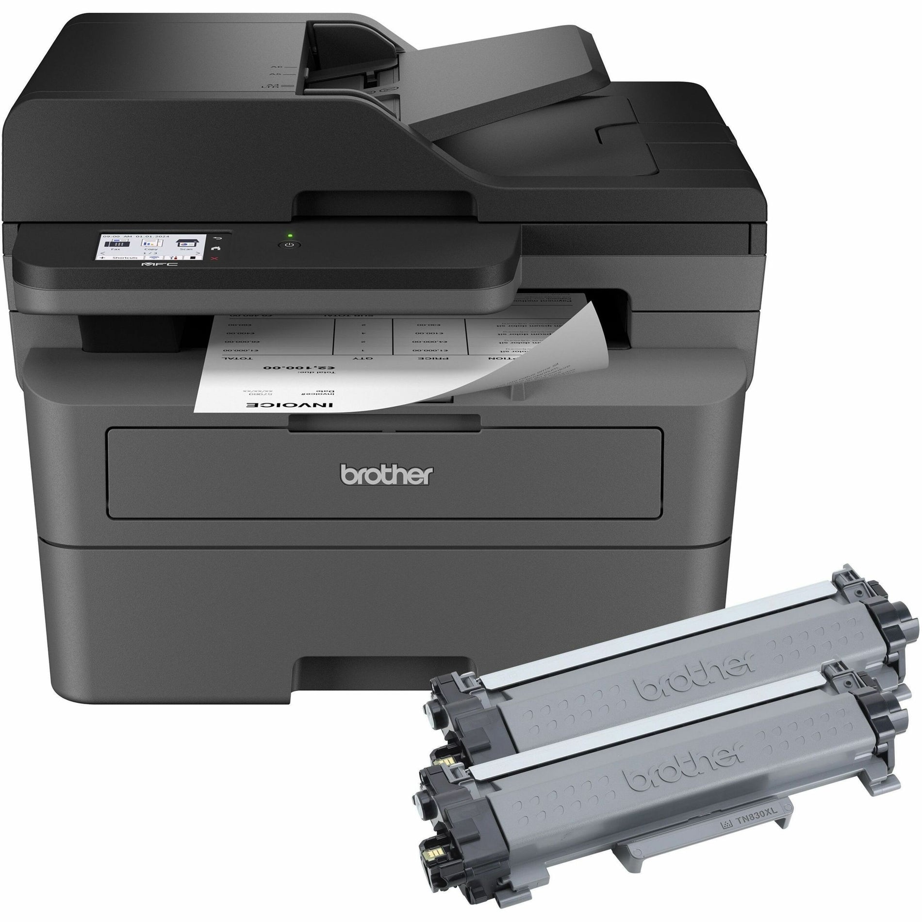 Brother MFCL2820DWXL Wireless MFC-L2820DW XL Compact Monochrome All-in-One Laser Printer, Automatic Duplex Printing