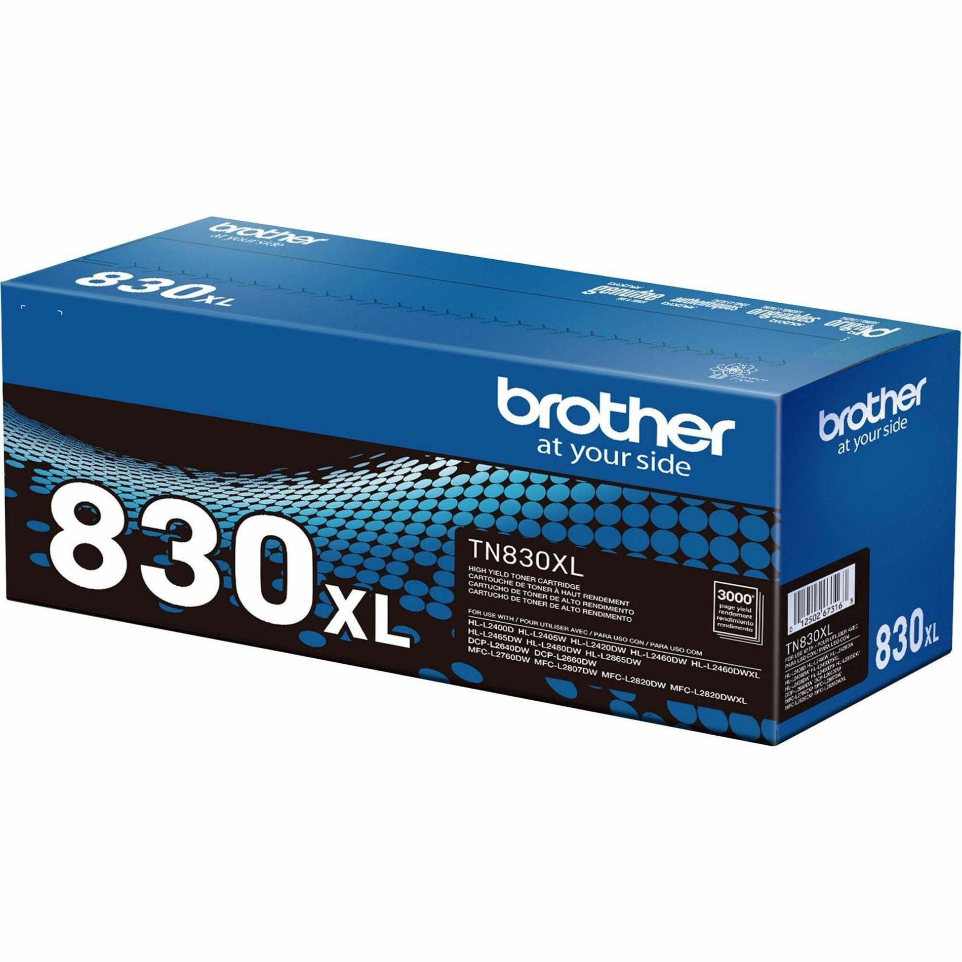 Brother TN830XL Genuine Toner Cartridge - Black, High Yield, 3000 Pages