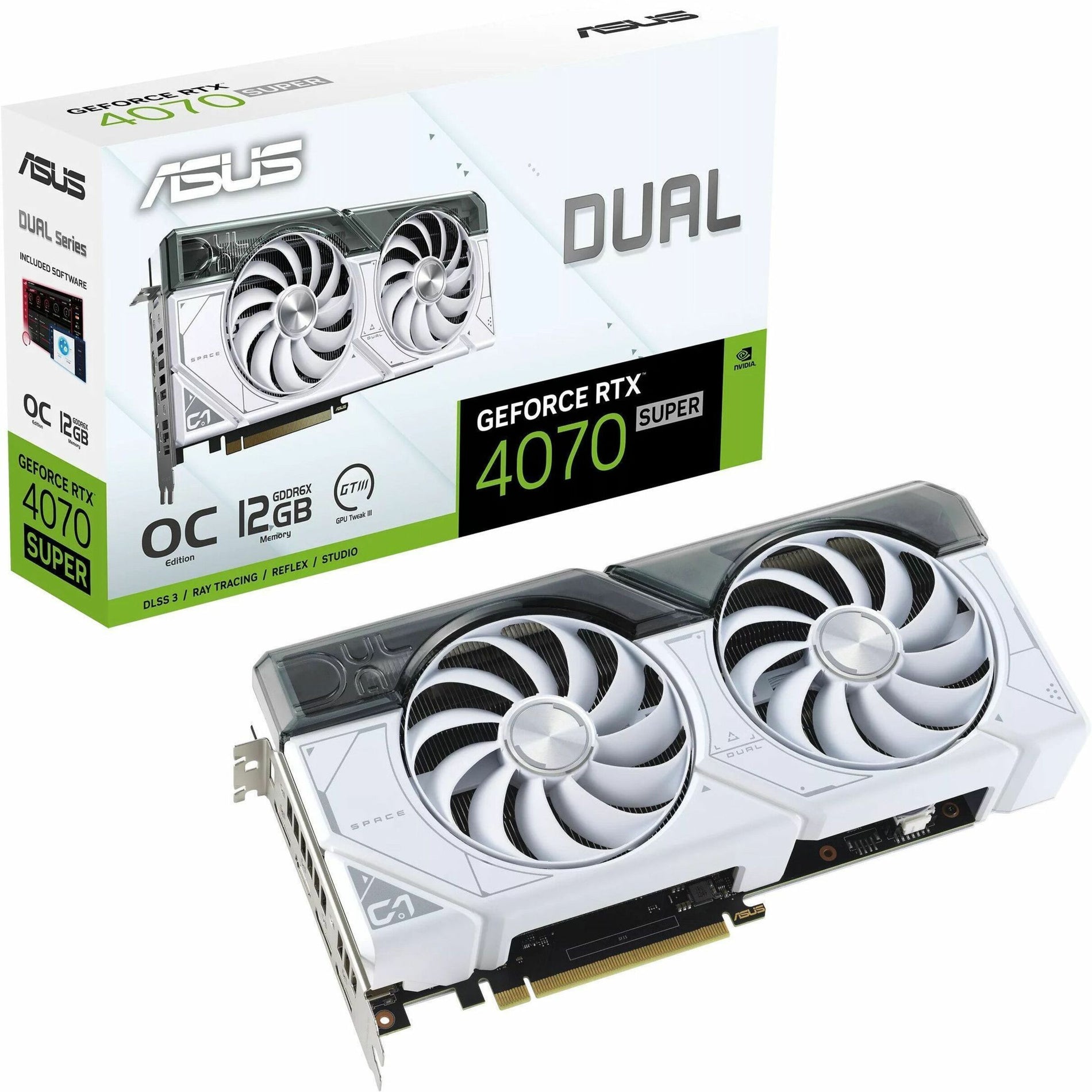 Asus DUAL-RTX4070S-O12G-WHITE Dual GeForce RTX 4070 SUPER White OC Edition 12GB GDDR6X Graphics Card, High-Performance Gaming GPU