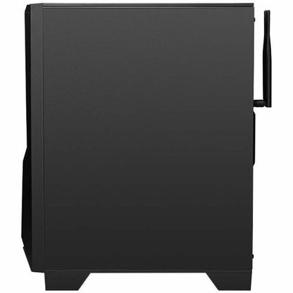 Side view of MSI Codex R2 gaming desktop showing matte black finish and wireless antenna-alternate-image4