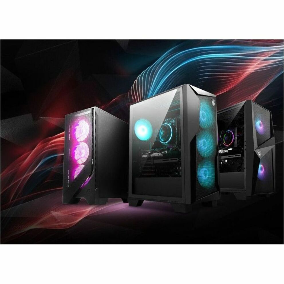 Collection of MSI gaming desktops showing different RGB lighting configurations-alternate-image9