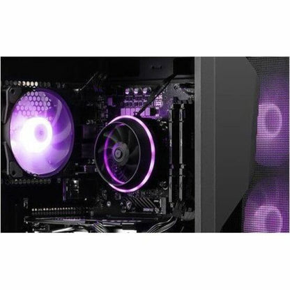 Close-up of MSI Codex R2 cooling system with purple RGB lighting-alternate-image13