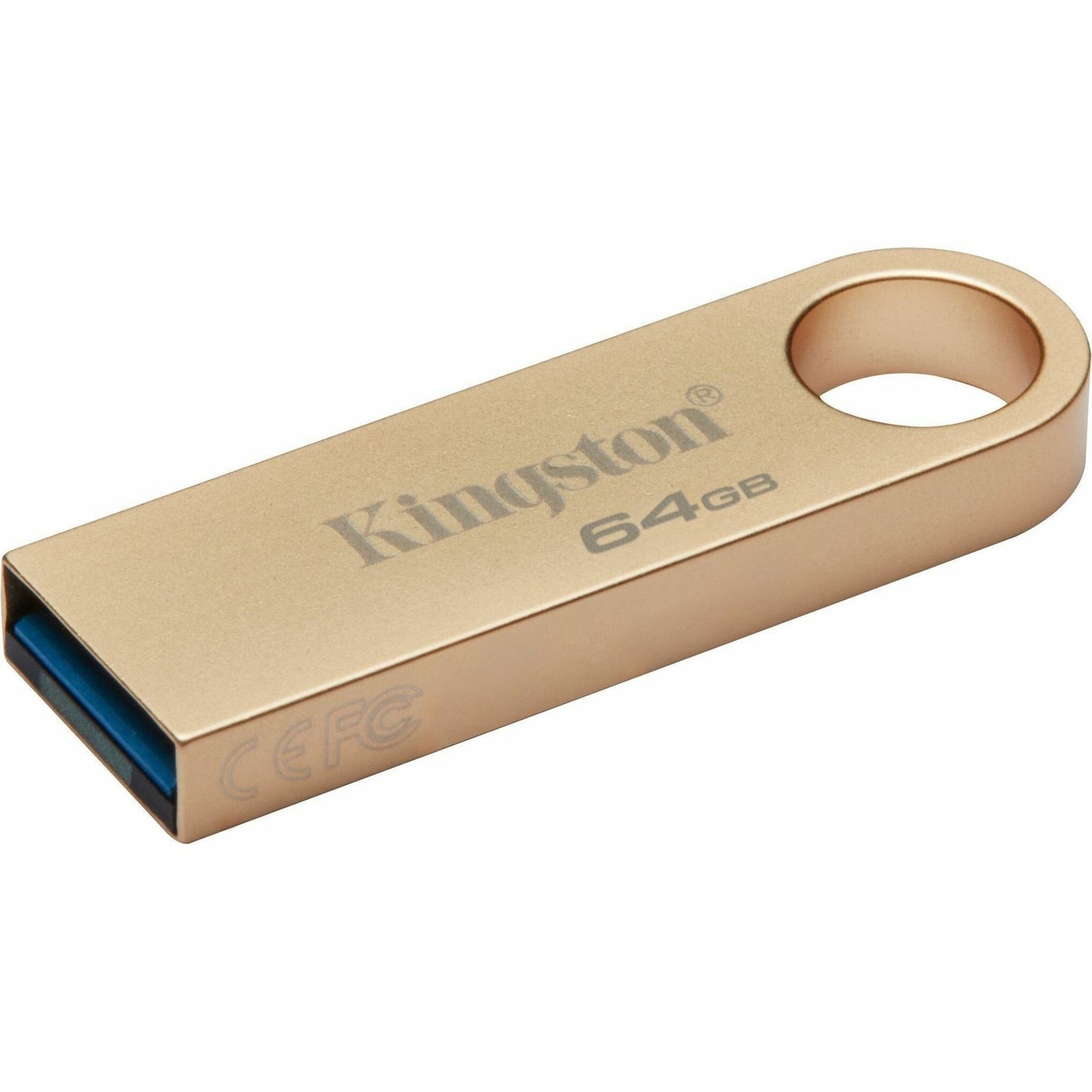 Kingston DTSE9G3/64GB DataTraveler SE9 G3 64GB USB 3.2 (Gen 1) Type A Flash Drive, Portable Gold Metal Design