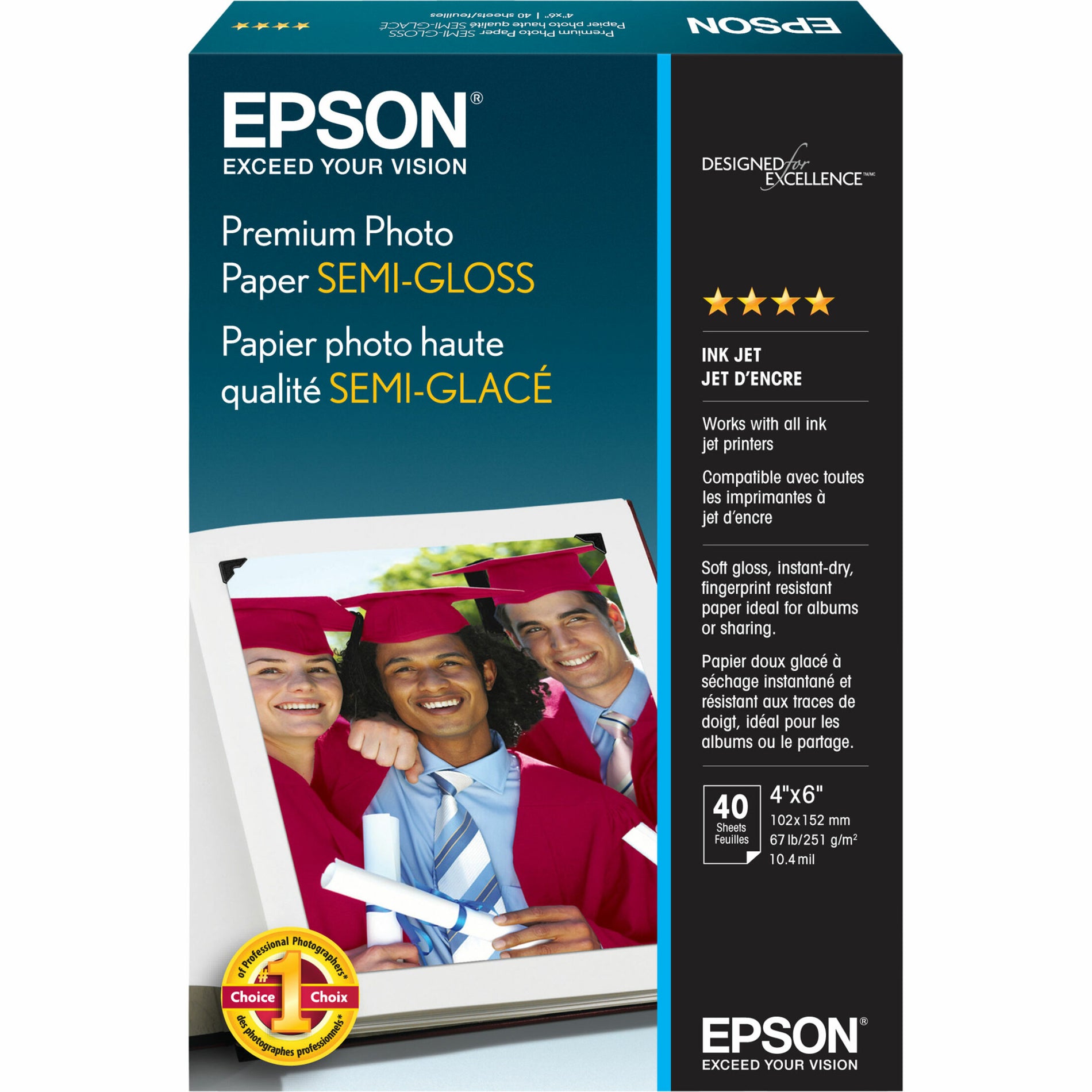 Epson S041982 Premium Photo Paper 4" x 6", Semi-gloss, 40 Sheet