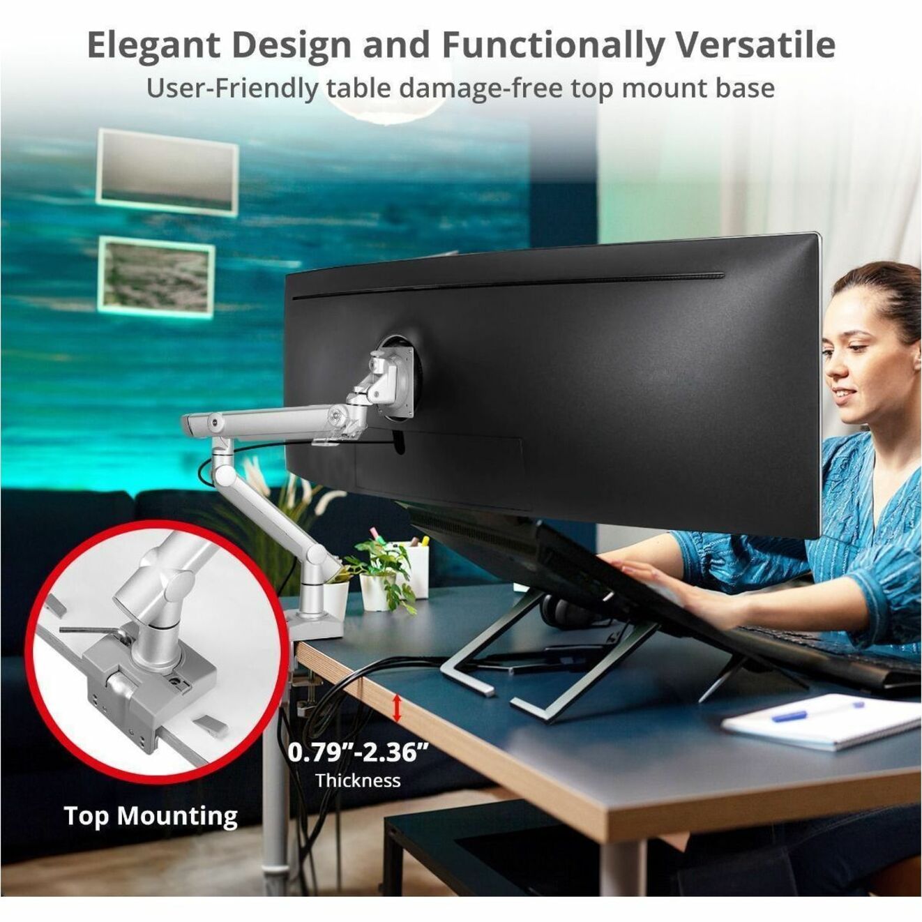 SIIG CE-MT3V11-S1 Heavy Duty Desk Mount Single Monitor Arm - Up to 49"