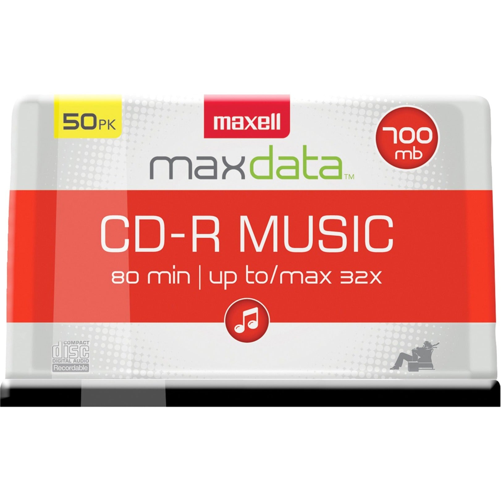 Maxell 625156 - CDR80MU50PK CD-R Digital Audio Media, 700MB, 1.33 Hour Recording Time