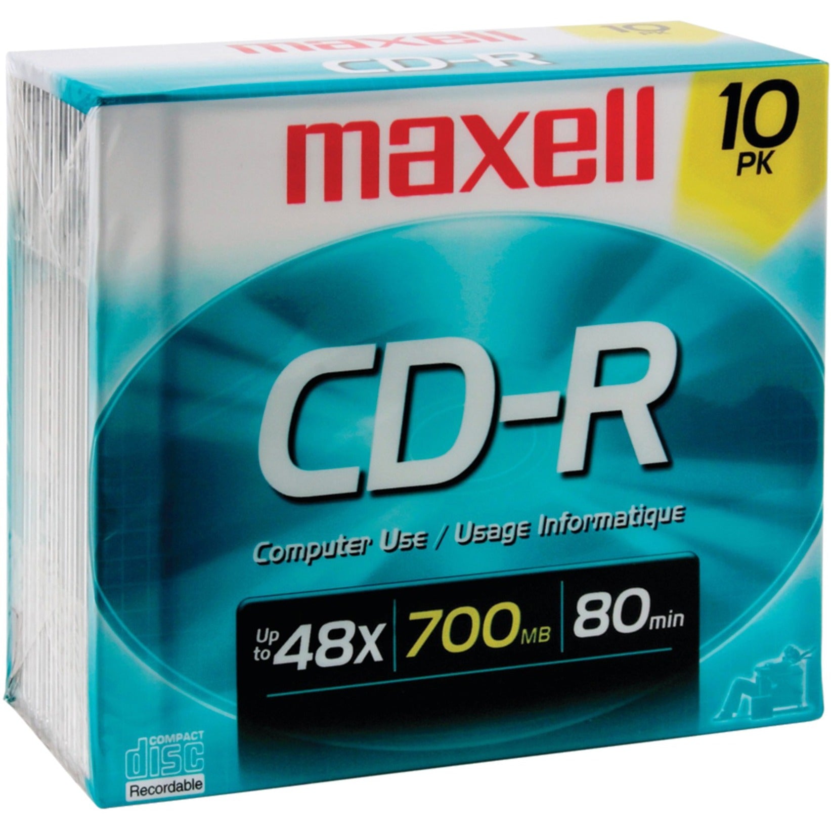 Maxell 622860/648210 40x CD-R Media, 700MB Storage Capacity, 1.33 Hour Recording Time