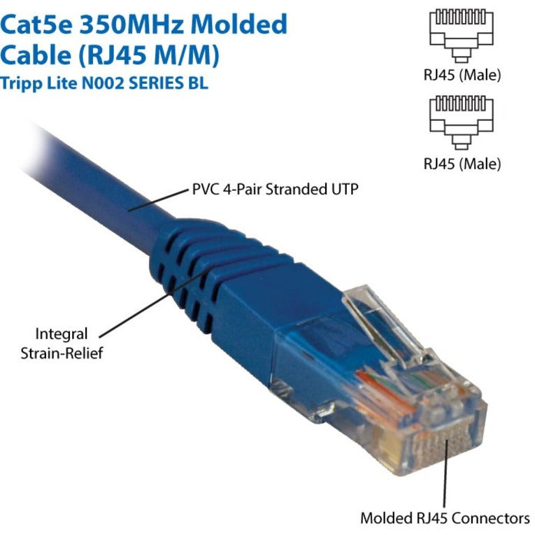 Tripp Lite N002-001-BL Cat5e UTP Patch Cable, 1 ft, Blue, Molded, 350MHz