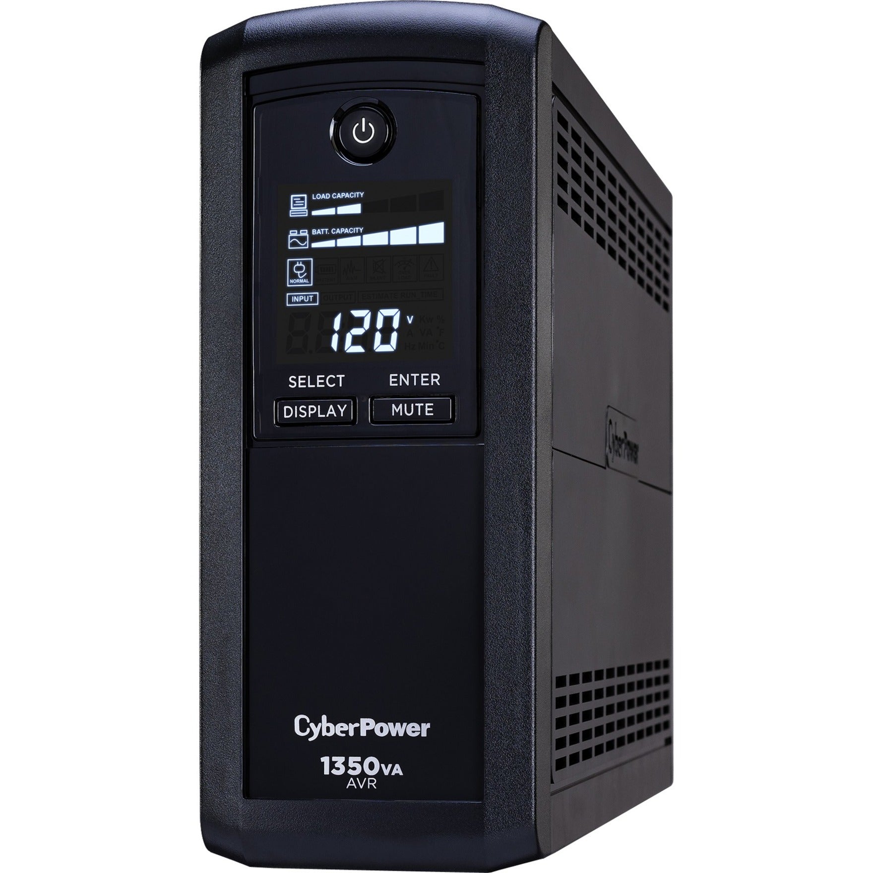 CyberPower CP1350AVRLCD Intelligent LCD UPS Systems, 1350 VA/815 W, 3 Year Warranty, Energy Star, USB and Serial Port