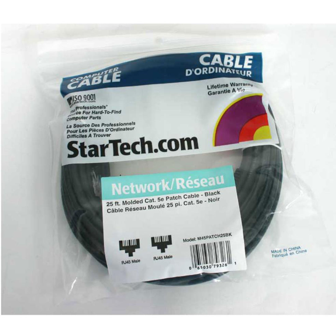 StarTech.com M45PATCH25BK Cat. 5E UTP Patch Cable, 25 ft Black, Lifetime Warranty