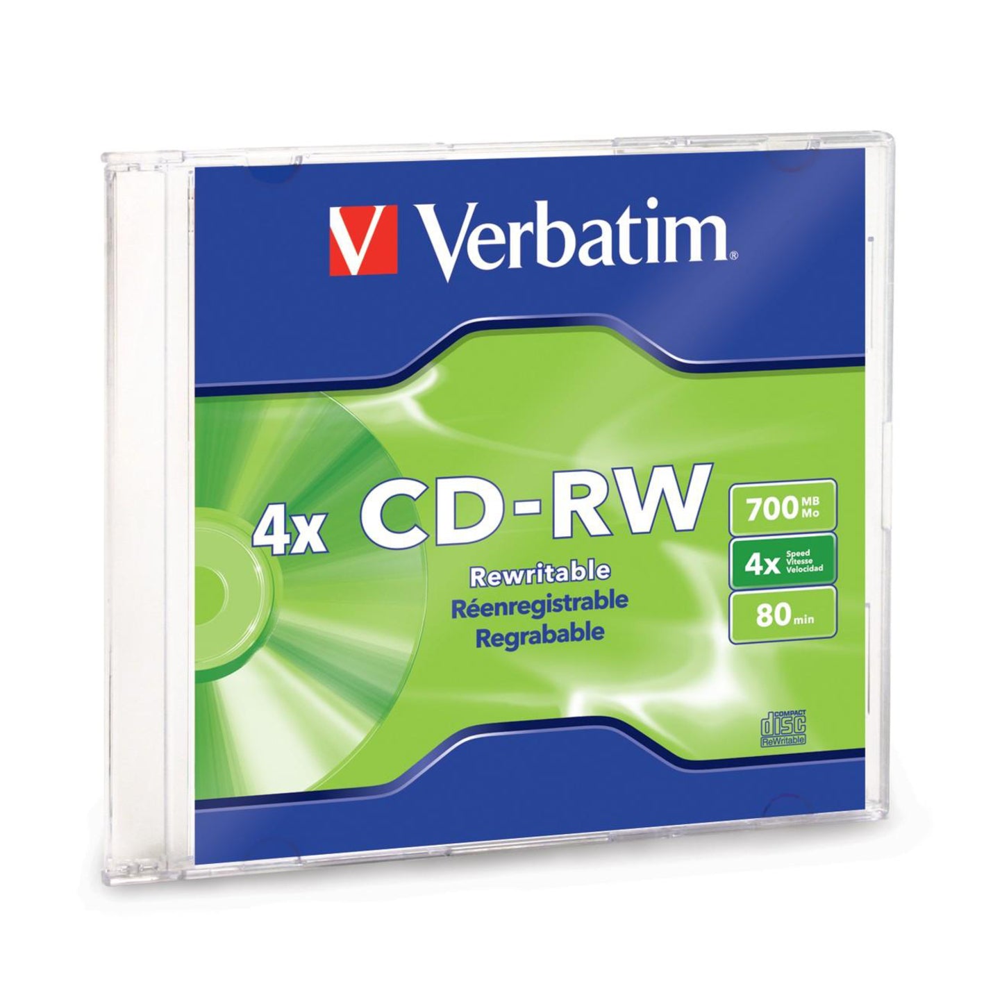 Verbatim 95117 CD-RW 80MIN 700MB 2x-4x Slim Case, Rewritable Disc