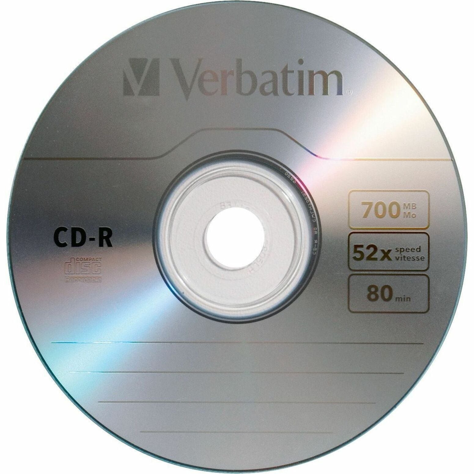 Verbatim 95152 CD-R 80MIN 700MB 52x 30pk Spindle, Branded Surface