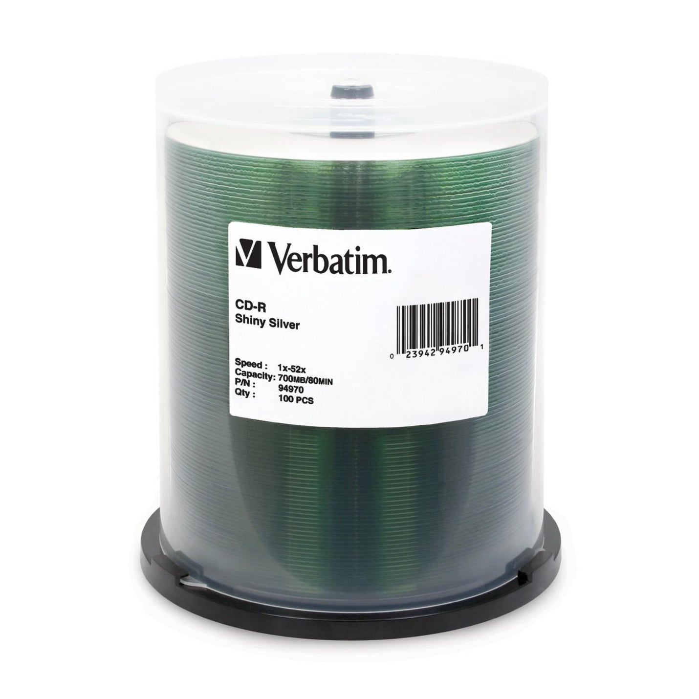 Verbatim 94970 CD-R 80MIN 700MB 52x Shiny Silver, Printable, Lifetime Warranty