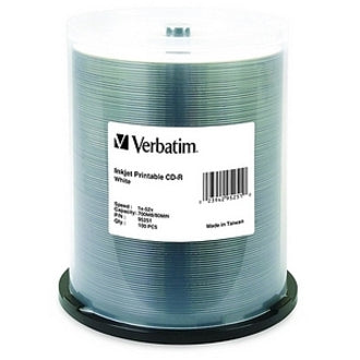 Verbatim 95251 CD-R 700MB 52X White Inkjet Printable - 100pk Spindle