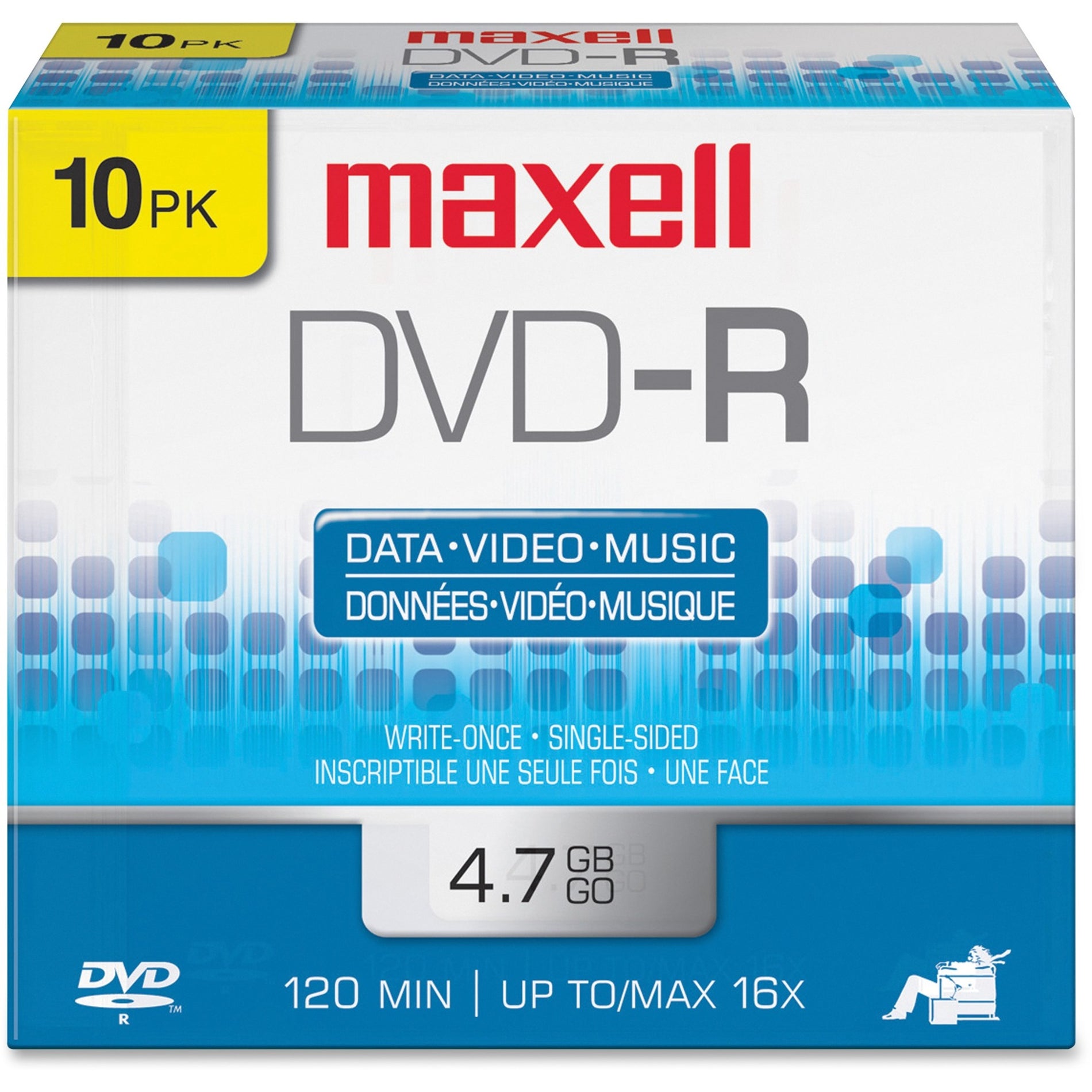Maxell 638004 16x DVD-R Media, 4.7GB - 10 Pack, Slim Jewel Case