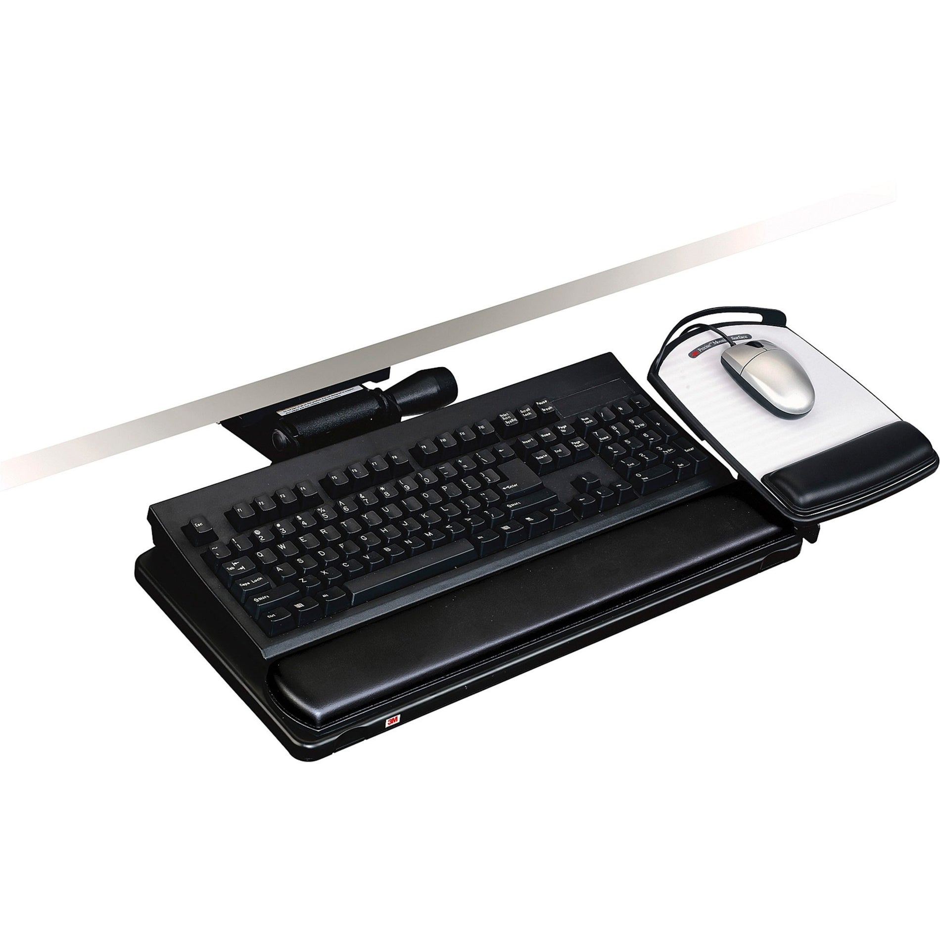 3M AKT150LE Easy Adjust Keyboard Tray Platform Gel Wrist Rests Precise Mouse Pad, Black