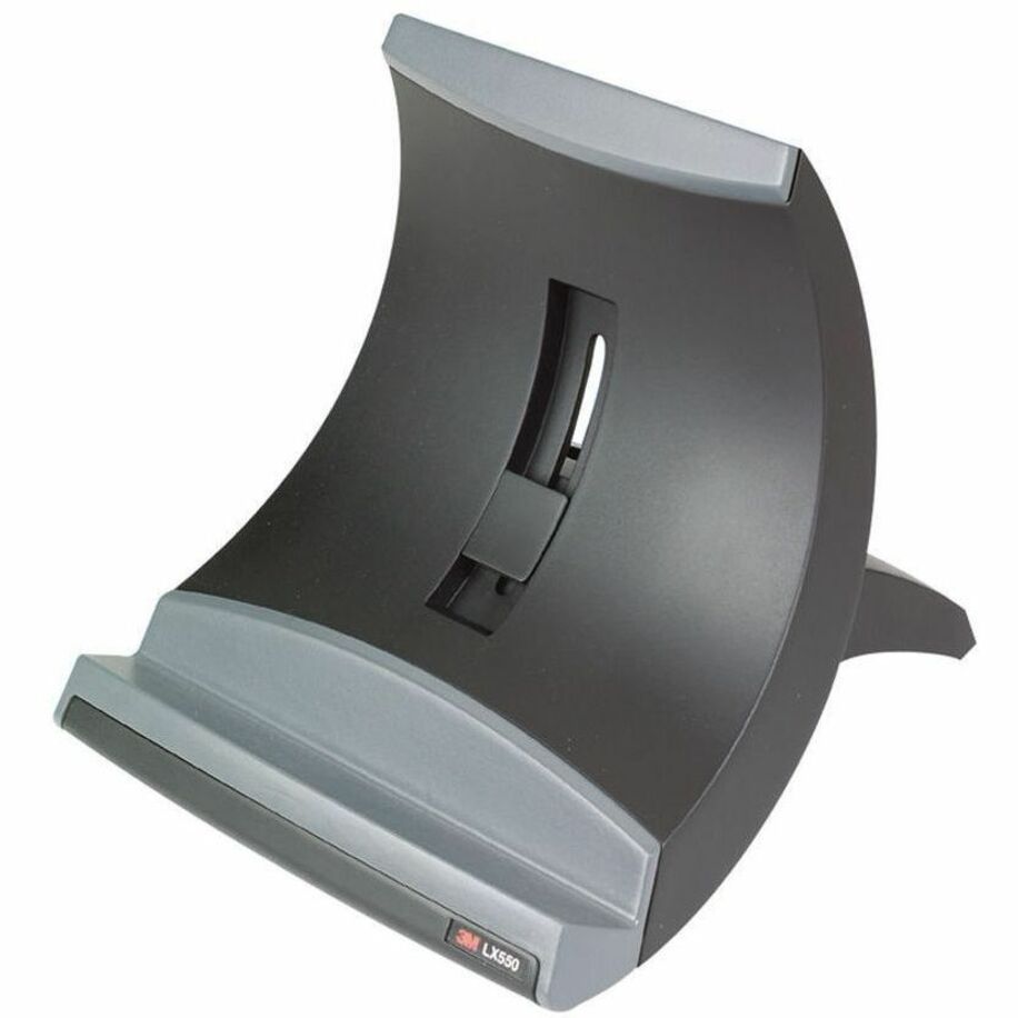 3M LX550 Ergonomic Vertical Notebook Computer Riser, Adjustable Height, Black/Silver