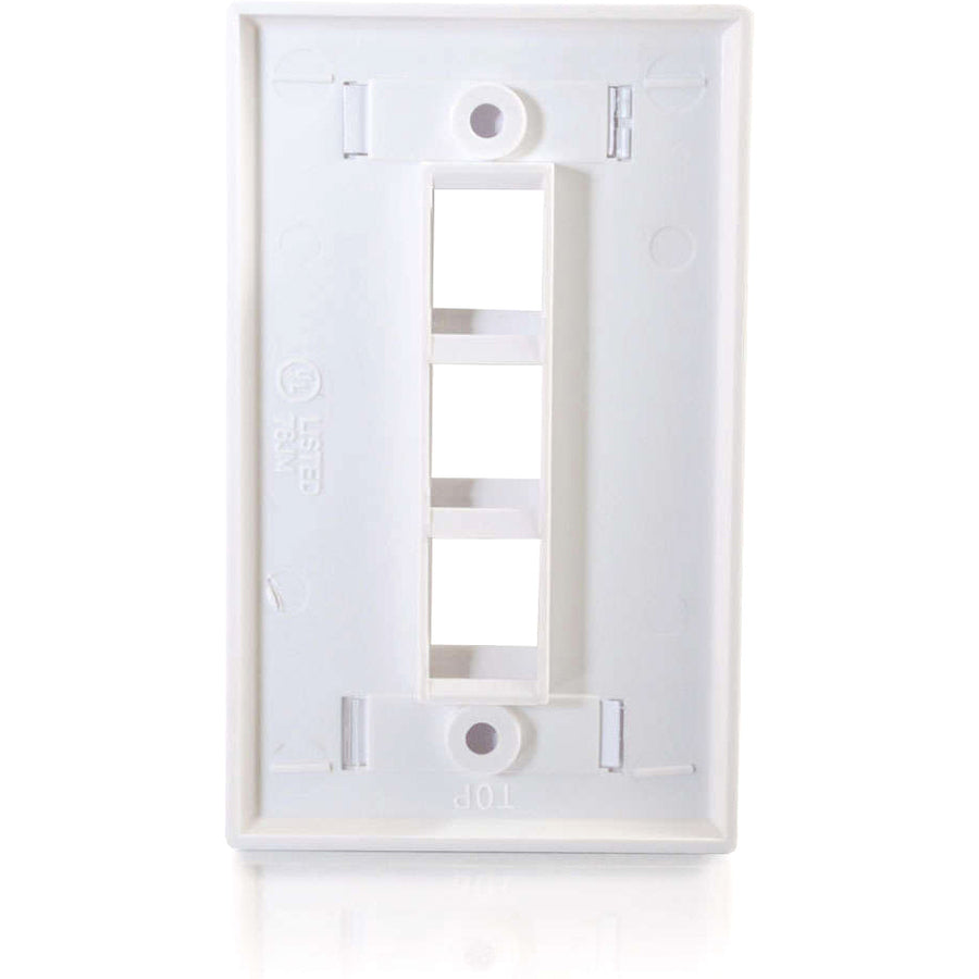 C2G 03412 3-Port Single Gang Multimedia Keystone Wall Plate, Mounts to Any Electrical Box, Compatible with NEMA Standard Openings