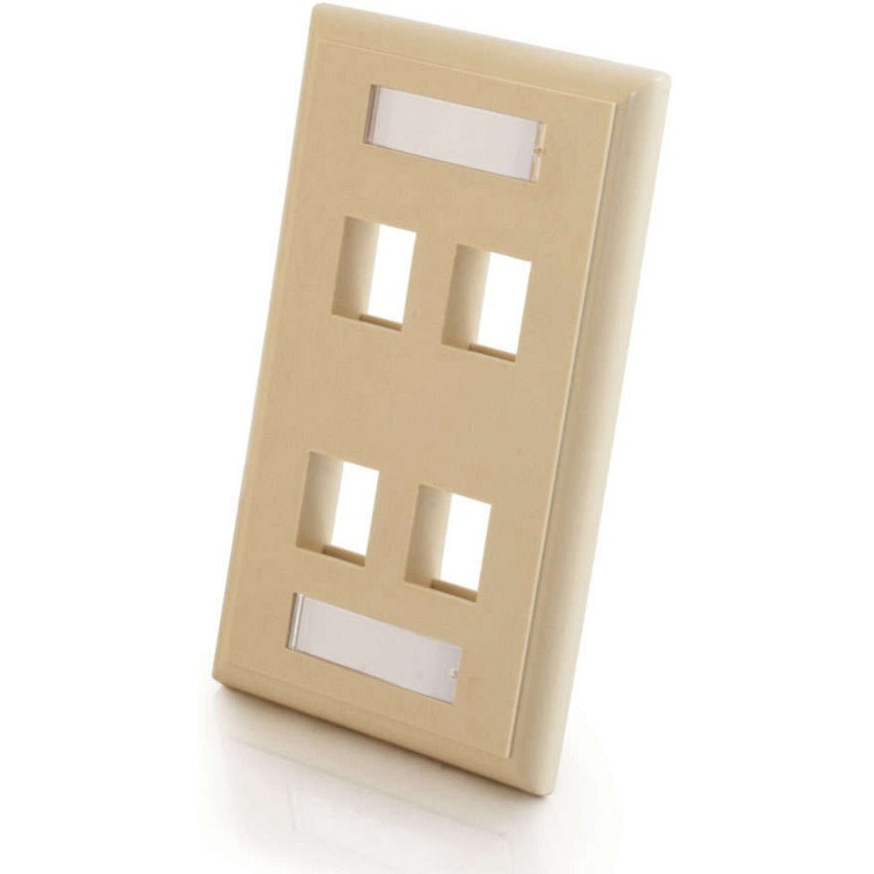 C2G 03713 4-Port Single Gang Multimedia Keystone Wall Plate, Mounts to Any Electrical Box, Compatible with NEMA Standard Openings