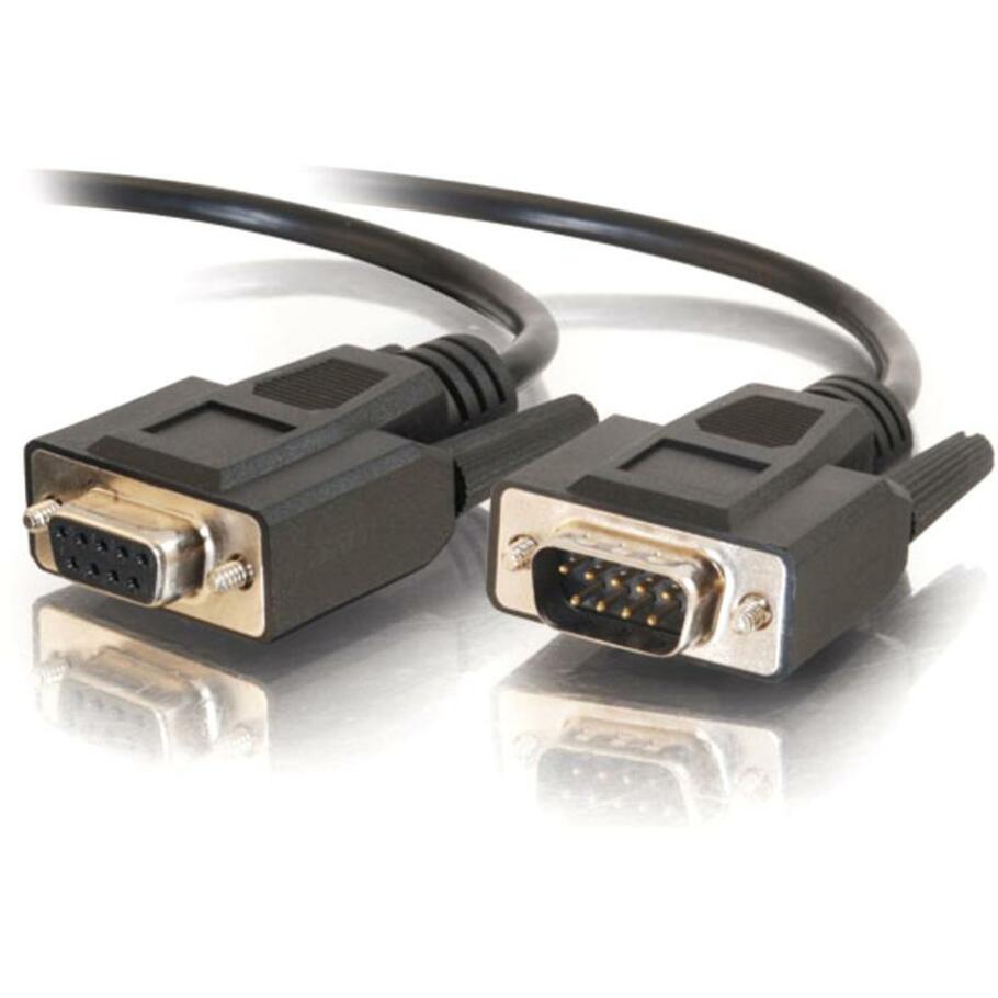 C2G 52031 10ft RS232 DB9 Straight Through Serial Extension Cable - M/F, Molded, Copper Conductor, Black