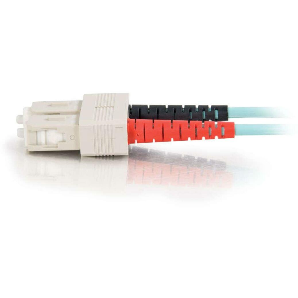 C2G 33059 Fiber Optic Duplex Patch Cable, 10Gb 50/125 OM3, 9.84 ft, Aqua