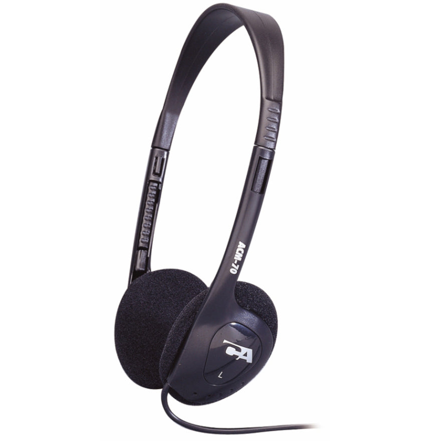 Cyber Acoustics ACM-70B Lightweight PC/Audio Stereo Headphone, Adjustable Headband, Wired, 6 ft Cable Length