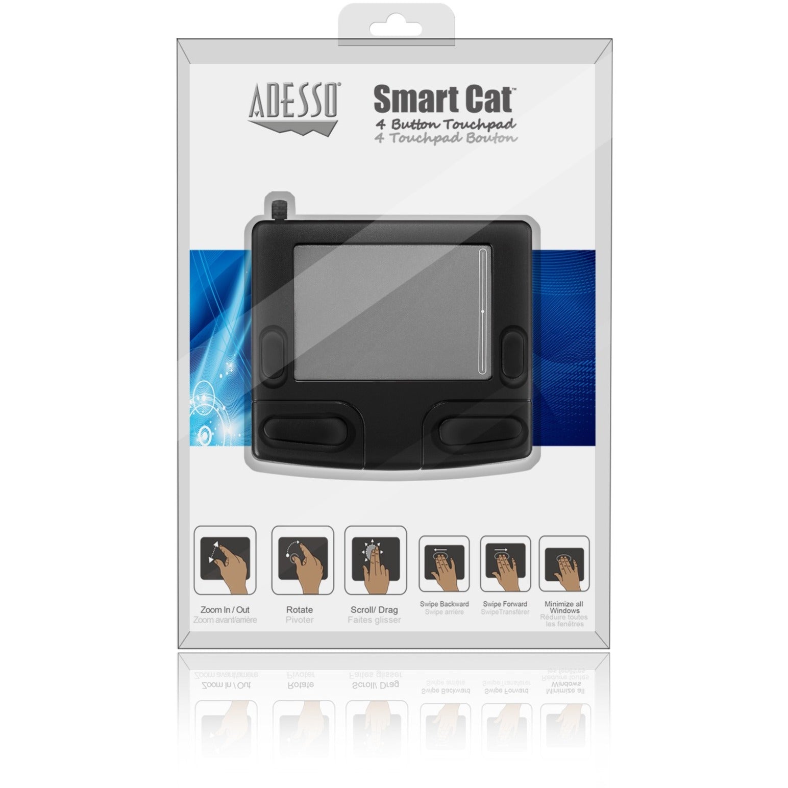 Adesso GP-410UB Smart Cat 4 Button Glidepoint Touchpad, Electrostatic Movement Detection, USB Cable, 1 Year Warranty
