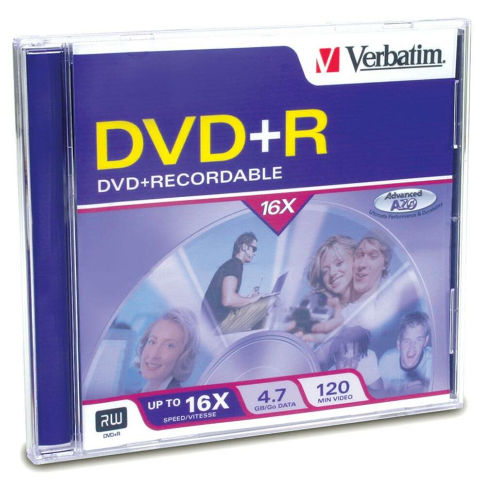Verbatim 94916 DVD+R 4.7GB 16x 1pk Jewel Case, Branded Surface
