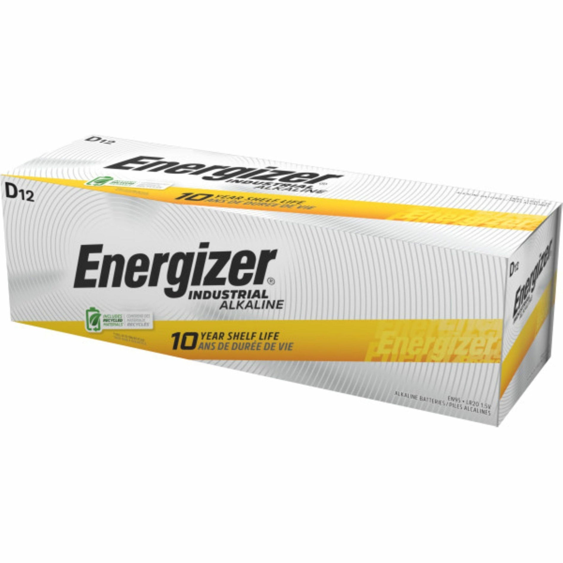 Energizer EN95 Industrial Alkaline D Batteries, Long-Lasting Power for Cameras, Toys, Radios, Flashlights