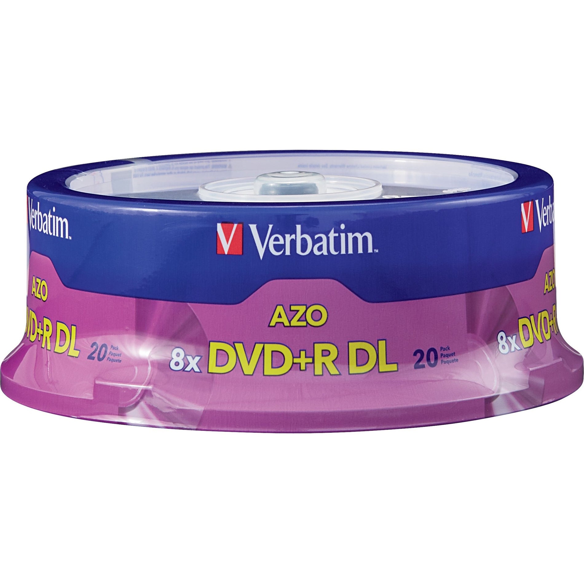 Verbatim 95310 AZO DVD+R DL 8.5GB 8X with Branded Surface - 20pk Spindle, Lifetime Warranty, Made in United Arab Emirates